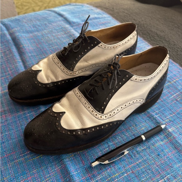 VINTAGE Spectator BRAGANO for COLE HAAN Wingtip Oxford Dress Shoes 8 D ITALY - Picture 5 of 6